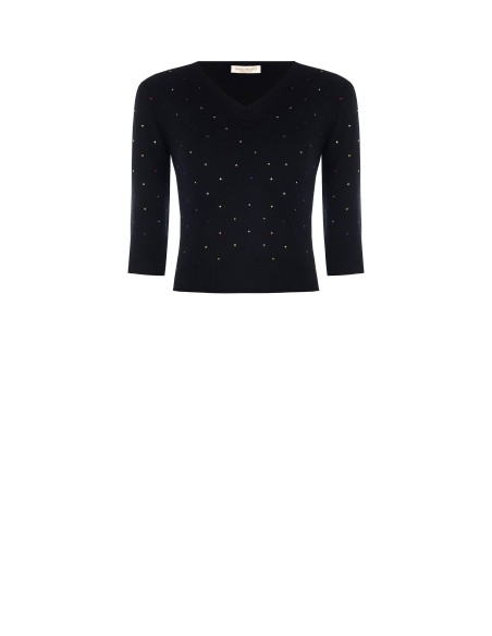 Camisola com mangas 3/4 e strass multicolor Rinascimento