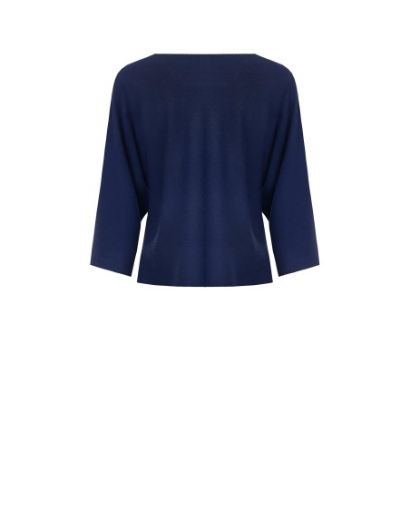 Blusa fluida com logótipo com perfurações e mangas 3/4 Rinascimento