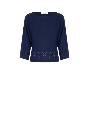 Malha fluida com logótipo vazado e mangas 3/4 Rinascimento