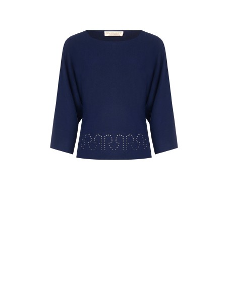 Malha fluida com logótipo vazado e mangas 3/4 Rinascimento