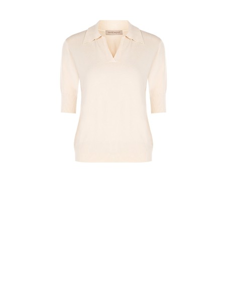 Polo de malha em mistura de viscose com logótipo RR bordado Rinascimento