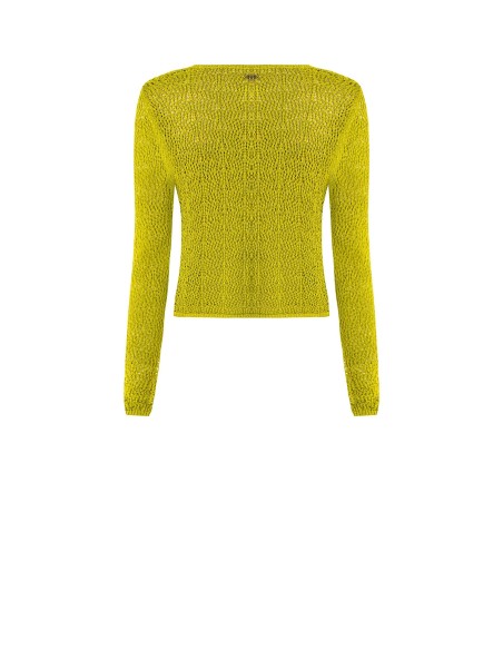 Cardigan trabalhado em mistura de viscose com um fio de lurex Rinascimento