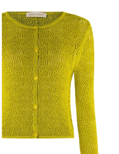 Cardigã traforado em mistura de viscose com um fio de lurex Rinascimento