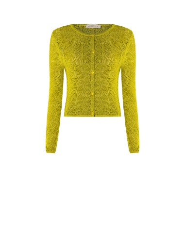 Cardigan traforado em mistura de viscose com um fio de lurex Rinascimento