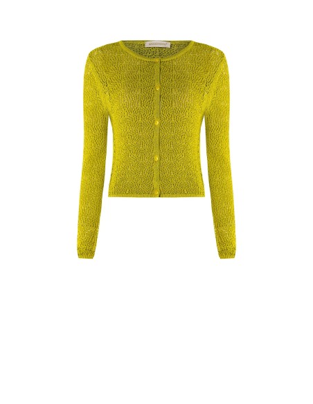 Cardigan traforado em mistura de viscose com um fio de lurex Rinascimento