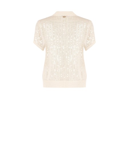 Polo em malha coberta de lantejoulas transparentes Rinascimento