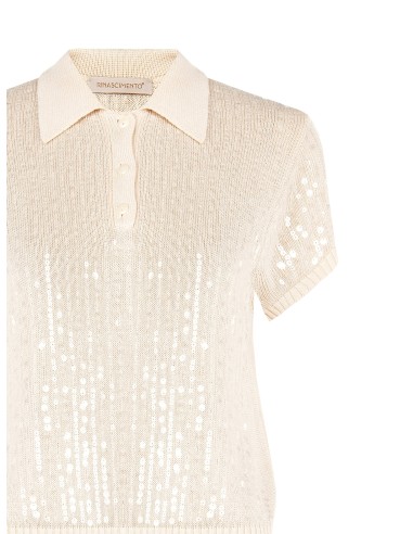 Polo em malha coberta de lantejoulas transparentes Rinascimento