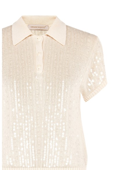 Polo em malha coberta de lantejoulas transparentes Rinascimento