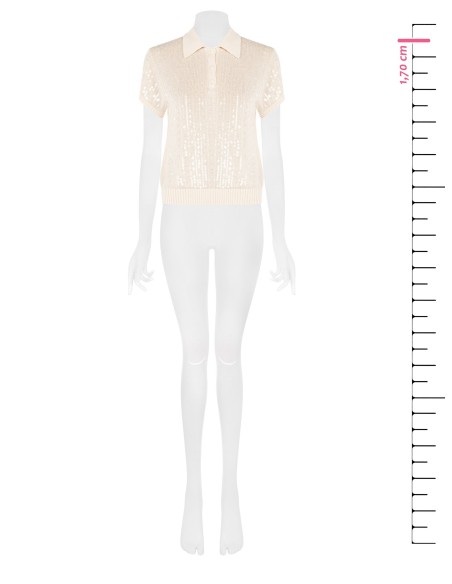 Polo Em Malha Coberta De Lantejoulas Transparentes Rinascimento