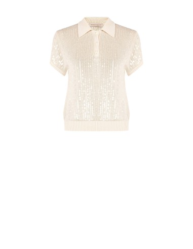 Polo em Malha Revestida de Lantejoulas Transparentes Rinascimento