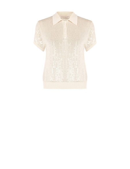 Polo em Malha Revestida de Lantejoulas Transparentes Rinascimento