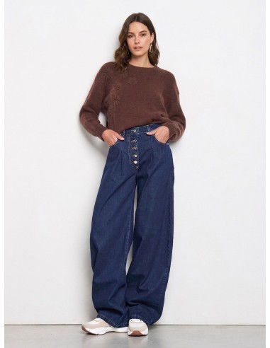 Camisola ampla com flores em relevo Rinascimento