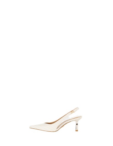 Décolleté slingback com salto médio a riscas navy e detalhe transparente Rinascimento