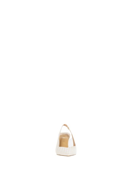 Décolleté Slingback com Salto Médio, Riscas Azul-Marinho e Detalhe Transparente Rinascimento