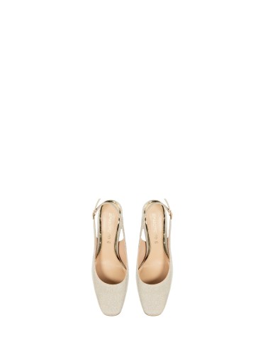 Décolleté Slingback com Glitter, Salto Alto e Bico Quadrado Rinascimento