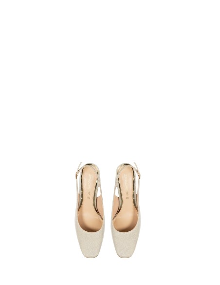 Décolleté Slingback com Glitter, Salto Alto e Bico Quadrado Rinascimento