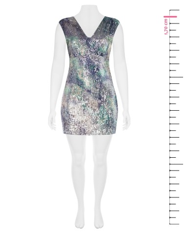 Vestido Curvy Tubinho Decotado Nas Costas Coberto De Lantejoulas Estampadas Rinascimento Curvy