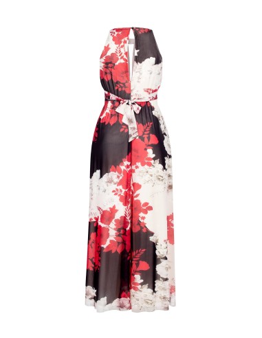 Vestido longo de gola alta em tule estampado Rinascimento Curvy