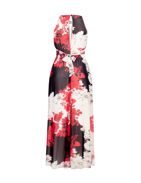 Vestido longo de gola alta em tule estampado Rinascimento Curvy