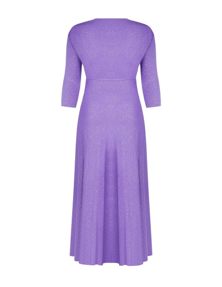 Vestido Longo Fluido em Malha com Glitter com Decote em V Cruzado Rinascimento Curvy