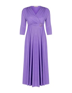 Vestido longo fluido em malha com glitter e decote em V cruzado Rinascimento Curvy