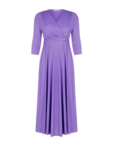 Vestido longo fluido em malha com glitter e decote em V cruzado Rinascimento Curvy