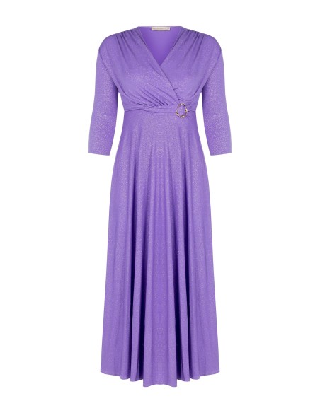 Vestido longo fluido em malha com glitter e decote em V cruzado Rinascimento Curvy