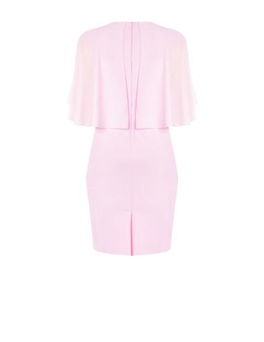 Vestido tubo em scuba crepe com mangas capa em georgette Rinascimento Curvy