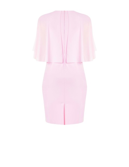 Vestido tubo em scuba crepe com mangas capa em georgette Rinascimento Curvy