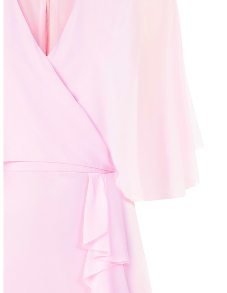 Vestido Tubinho em Scuba Crepe com Mangas Capa em Georgette Rinascimento Curvy