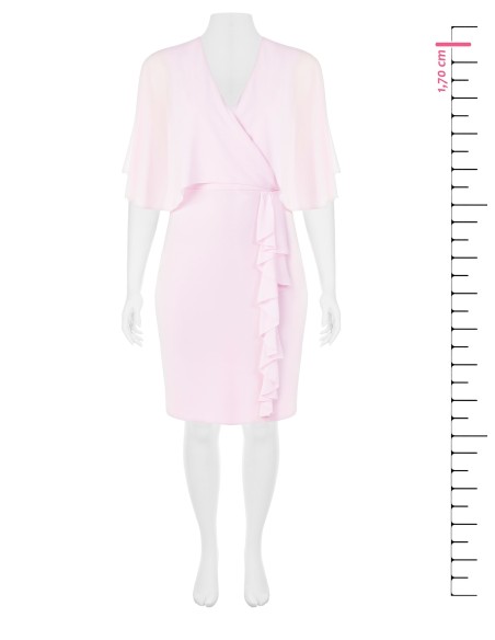 Vestido tubinho em scuba crepe com mangas tipo capa em georgette Rinascimento Curvy