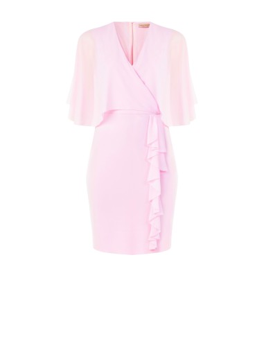 Vestido tubinho em scuba crepe com mangas-capa em georgette Rinascimento Curvy