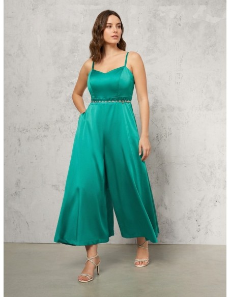 Macacão Inteiro Curvy Calças em Cetim Estruturado com Bolsos Rinascimento Curvy