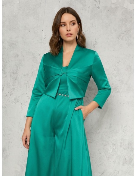 Macacão Inteiro Curvy com Calças em Cetim Estruturado e Bolsos Rinascimento Curvy