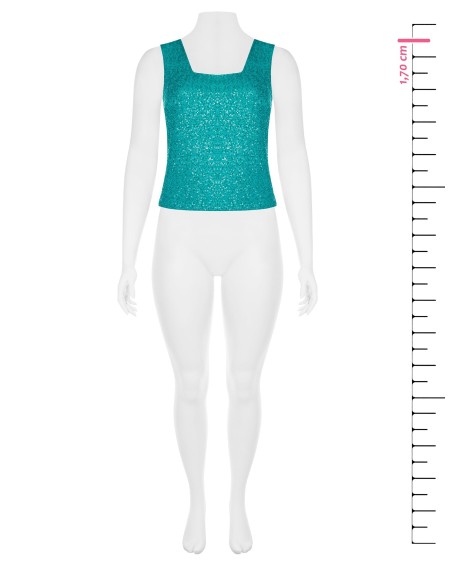 Top Curvy coberto de lantejoulas na frente com decote quadrado Rinascimento Curvy