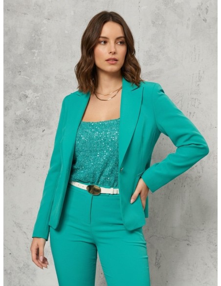 Top Curvy coberto de lantejoulas na frente com decote quadrado Rinascimento Curvy