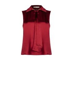 Blusa Curvy fluida em cetim com laço e corrente no colarinho Rinascimento Curvy