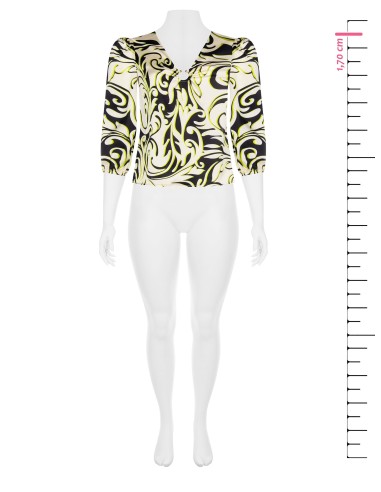 Blusa Curvy Cintada em Cetim Estampado com Anel Metálico no Decote Rinascimento Curvy