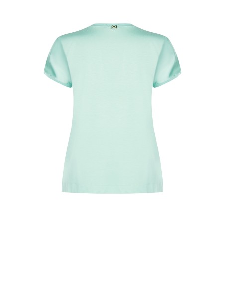 T-shirt Curvy fluida assimétrica em cetim na frente e viscose atrás Rinascimento Curvy