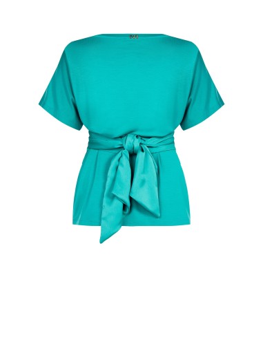 T-shirt Curvy Oversize com Cinto Longo em Cetim Efeito Corpete Rinascimento Curvy