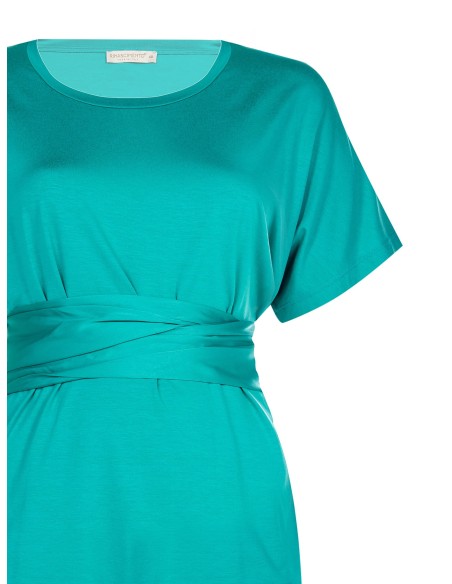 T-shirt Curvy Oversize com Cinto Longo em Cetim Efeito Corselete Rinascimento Curvy