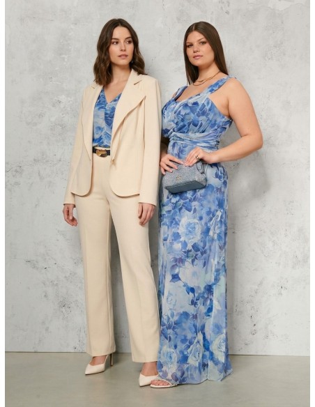 Top Curvy Justo em Tule Franzido Rinascimento Curvy