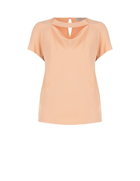 Blusa fluida curvy em cetim opaco com recorte Rinascimento Curvy