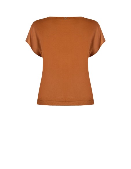 T-shirt ampla em mistura de viscose com efeito ligeiramente amarrotado Rinascimento Curvy