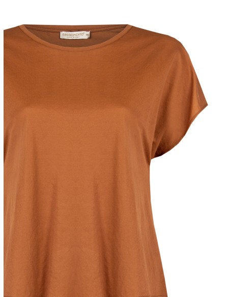 T-shirt ampla em mistura de viscose com efeito ligeiramente amarrotado Rinascimento Curvy