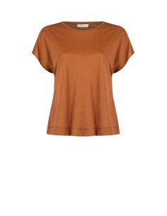 T-Shirt Ampla em Mistura de Viscose com Efeito Ligeiramente Amassado Rinascimento Curvy