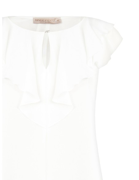 Blusa Acinturada Em Georgette Com Botão Joia Rinascimento Curvy