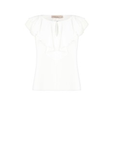 Blusa acinturada em georgette com botão-jóia Rinascimento Curvy