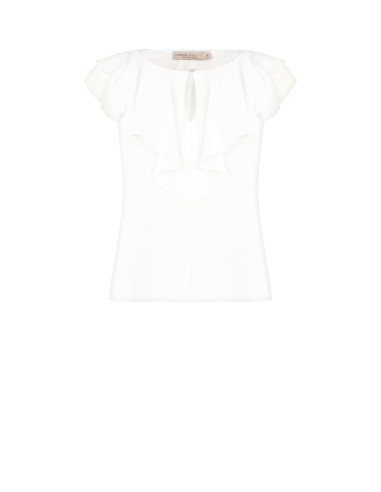 Blusa acinturada em georgette com botão-jóia Rinascimento Curvy