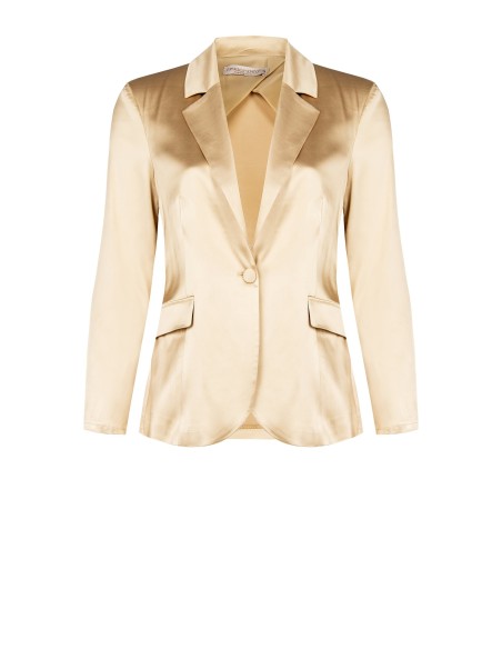 Blazer cinturado de 1 botão em cetim Rinascimento Curvy